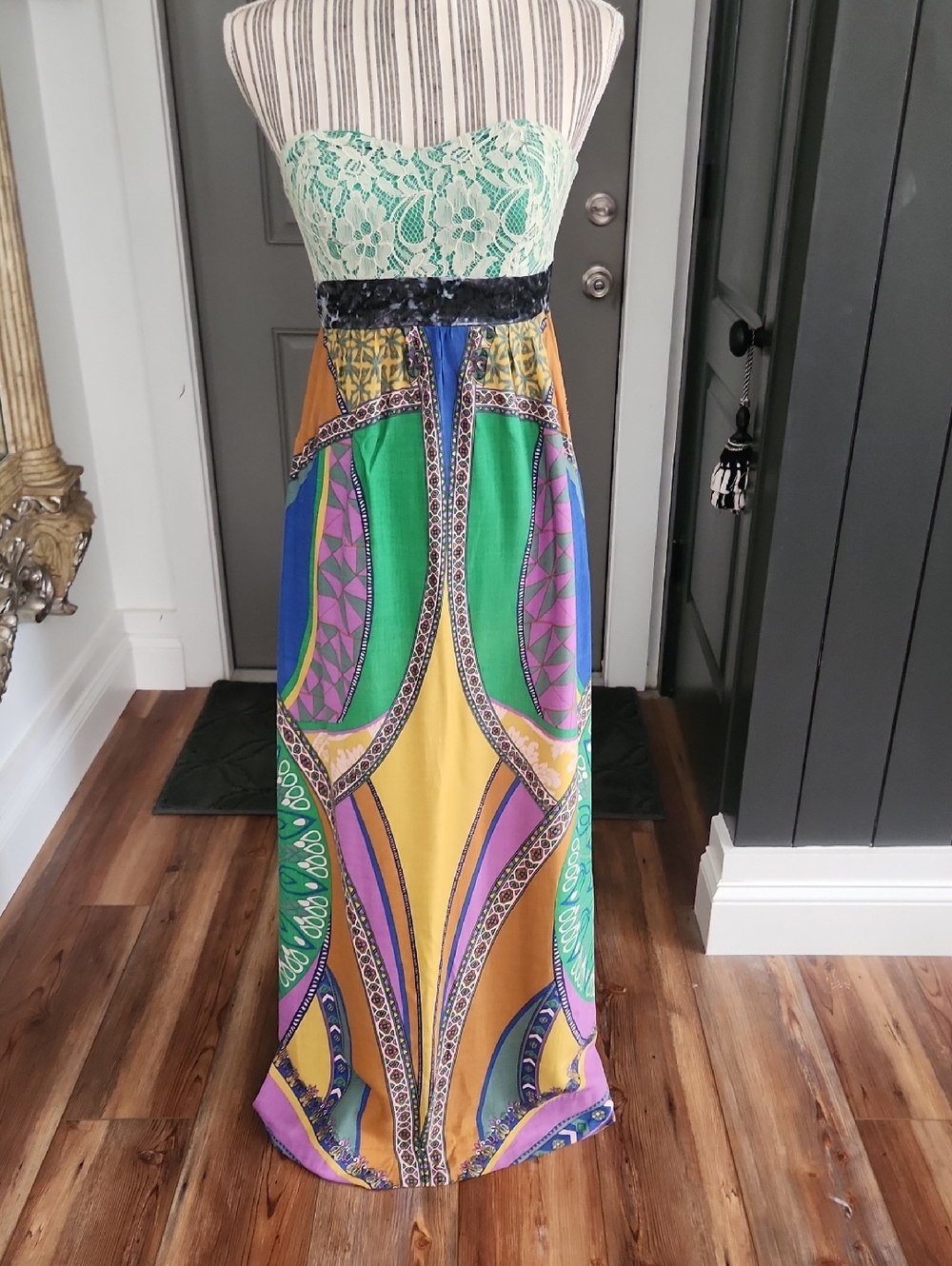 Flying Tomato Y2k Boho Multi-Color Strapless Maxi Dress